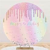 Lofaris Round Glitter Pink Diamonds Happy Birthday Backdrop